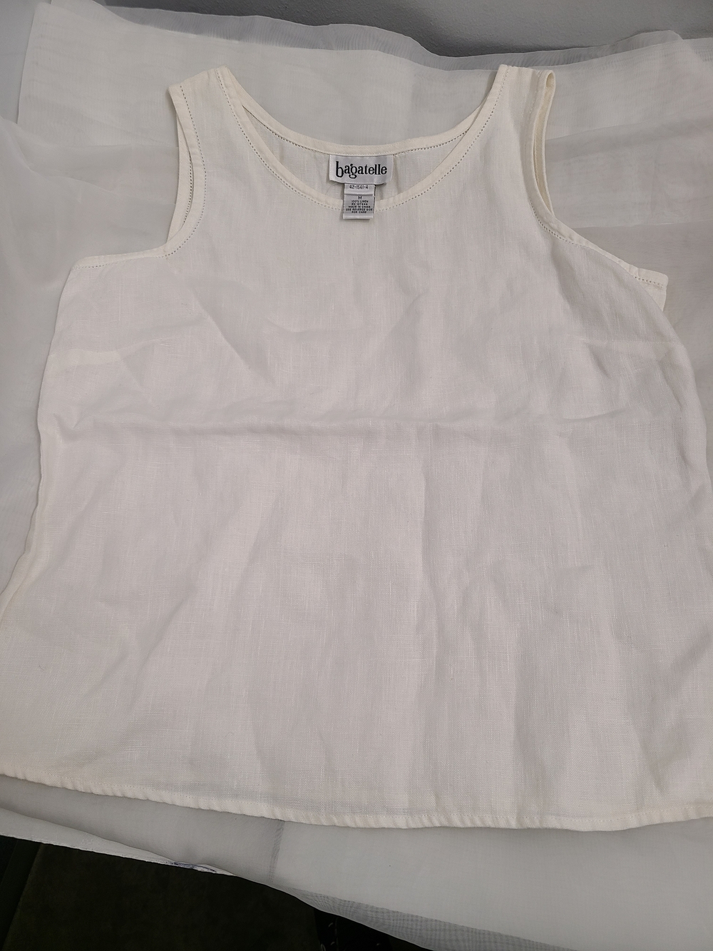 Bagatelle Girls' Cream Sleeveless Tank Top 100% Linen Size M
